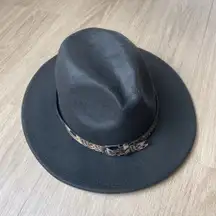 Black Cowboy Hat With Animal Print Belt