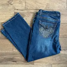 Nine West  Annette Flap Pocket Blue Distressed Jeans Size 10/30