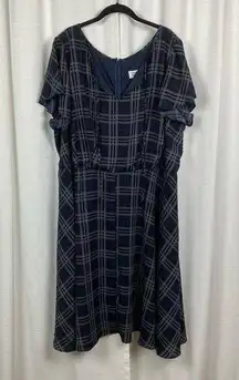 Unique Vintage Blue Plaid Tie Front 1940’s Swing Midi Dress Sz.5x/26