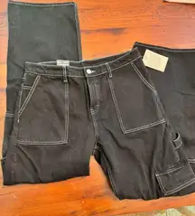 MONKI LOW WAIST BAGGY BLACK UTILITY JEANS 29 NWT