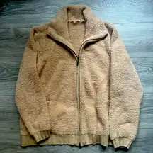 Soft Surrounding Tan Teddy Long Sleeve Fall Bomber Jacket Size 1X Fuzzy Soft