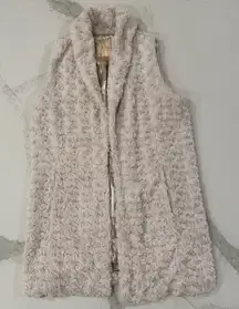 Altar’d State Plush Faux Fur Long Vest Womens Small Cream Cozycore Lined Pockets