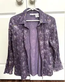 Vintage Y2K Blair Corduroy Floral Long Sleeve Button Up