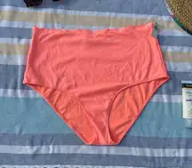 NWT, Women, Aerie, High Waisted Scalloped Edge Bikini Bottom, Orange, Sz XL