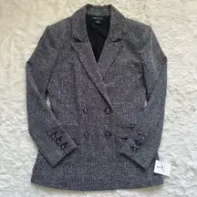 Something Navy Blazer Double Breasted Suit Jacket Gray Tweed Sz M NWT New