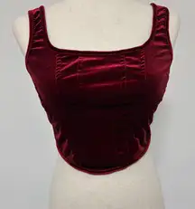 Unbranded Red Velvet Corset Crop Top Sz S