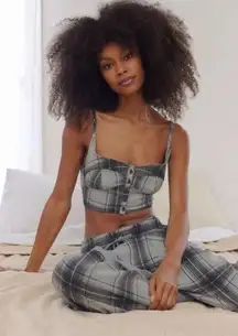 UO Out From Under Frankie Flannel Cropped Top