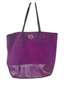 Vintage Kate Spade New York Magenta Suede Leather Trim Tote Bag Purse Handbag‎
