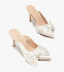 Kate Spade New York Sheela Pumps Open Back Satin Lux Ivory Bow K0348 Size 10