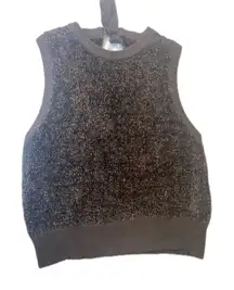 Sparkly Black Knit Sweater Vest Womens XL Metallic Sparkle Glitter Shimmer