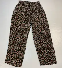 Jantzen Classics Pull On Pants‎ Size 12 Relaxed Printed Lounge Black Floral