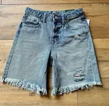 Wild Fable Denim Shorts 0 25 Bermuda Women Button Fly High Waist Cut Off NWT