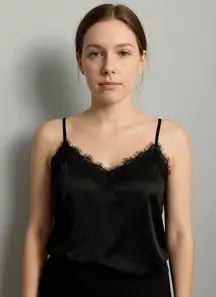 Black Lace Trim Cami Top