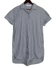 Zara Skipper Stripped Collared Cuffed Short Sleeve Button Coverup Shirt Dress S