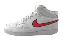 Nike Court Vision Women's White Red Leather Lace Up Mid Top Athletic Sneakers 10