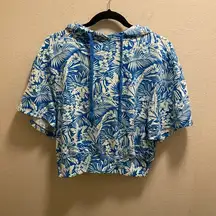 Ivory Ella Andrea Tropical Hawaiian Cropped Hoodie