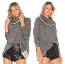 FP Beach Grey Cocoon Cowl Neck Pullover One Size