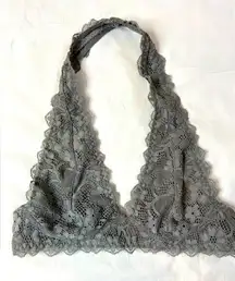 Grey, Gray‎ bralette, lace halter top, sz S