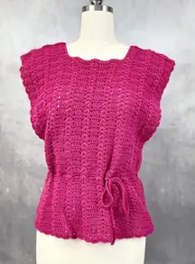 Handmade‎ Womens Crochet Sleeveless Sweater Size Medium Boho Feminine Cottage