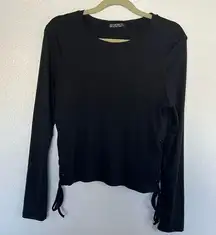 EUC Cotton On Black Long Sleeve Top with Side Ties sz L