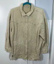 12th Tribe Tan Lightweight Denim Shirt Jacket western distressed Yellowstone