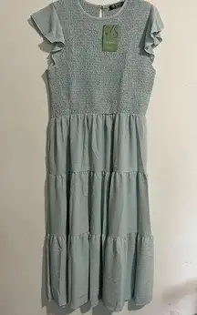 Boho Maxi Ruffle Smocked Teal Dress