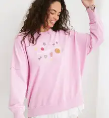 Aerie Oversized Crewneck Sweatshirt Keep Moving Forward Pink Purple