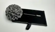 Vesuvio Napoli Italy Grey Cloth Flower Brooch Lapel Stick Pin NWOT