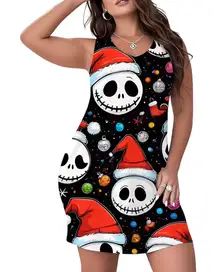 NWT ~ Christmas Jack Skellington Short Sleeveless Nightgown ~ Women's Plus 2XL