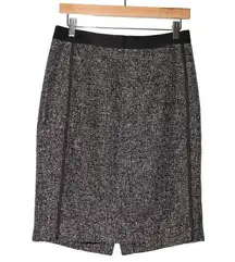 J.Crew Women's  B7171 Black Silver White Gray Metallic Tweed Pencil Skirt Size 6