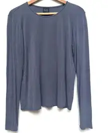 Eileen Fisher Silk Grey Scoop Neck Long Sleeve Top Small