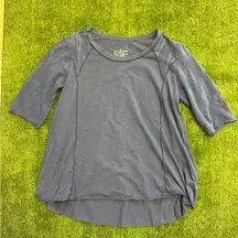 Neon Buddha Blue-Gray tunic Top with mesh sleeves, size PM