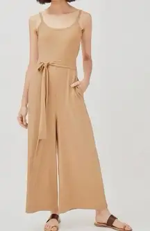 Cuyana V-Back Pima Cotton Cream Jumpsuit SM