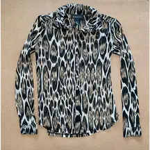 INC International Concepts Y2K cheetah mobwife bling button up Sheer blouse Sz P