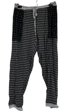 Hatch Anthropologie Black & White Mixed Print Womens Jogger Pants 2 Lightweight