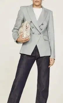 Veronica Beard Miller Stretch Linen Dickey Jacket in Seafoam Size 0