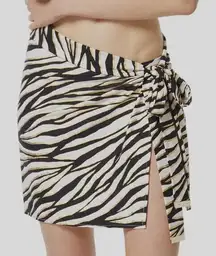 Michael Kors Women's Black‎ Zebra-Print Pareo Cover-Up Swimwear Size M/L
