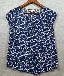 Boden Women's Floral Print Blouse US 8 Blue & White‎ Casual Summer