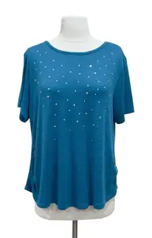 Juicy Couture Teal Top with Silver Studs Size Large