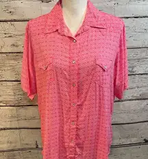 Wrangler  Snap Front Short Sleeve Shirt Pink Pattern-XL