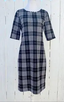 Tacera Houndstooth Black & White midi Dress Size Large