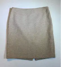 Lauren Ralph Lauren Women's Size 10 Tweed Pencil Skirt Gold Tan White Split