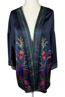 DR2 Womens Floral Kimono Sz S/M Multicolor Open Front Boho‎ Colorful Lightweight