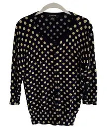 89th & Madison Polka Dotted  Button‎ Down Cardigan Sweater - Large