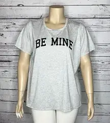 Cato Size 18/20W Gray - Black Embellished Be Mine Short Sleeve Knit Top Shirt