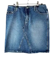 Squeeze Stephen Hardy Denim Skirt Blue Wash A-Line Knee Length Size 11/12