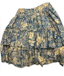 Lauren Ralph Lauren vintage blue and beige 
Floral Tiered Skirt size 12