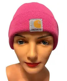 Carhartt Women’s Pink Spellout Logo Beanie Hat One Size Fall Winter Casual