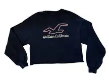 Hollister California Cropped Navy Crewneck Sweatshirt