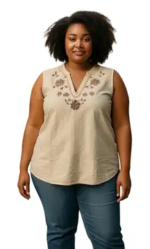 (F-170)‎ White Stag Womens Top Size 16W Beige Color Short Sleeves